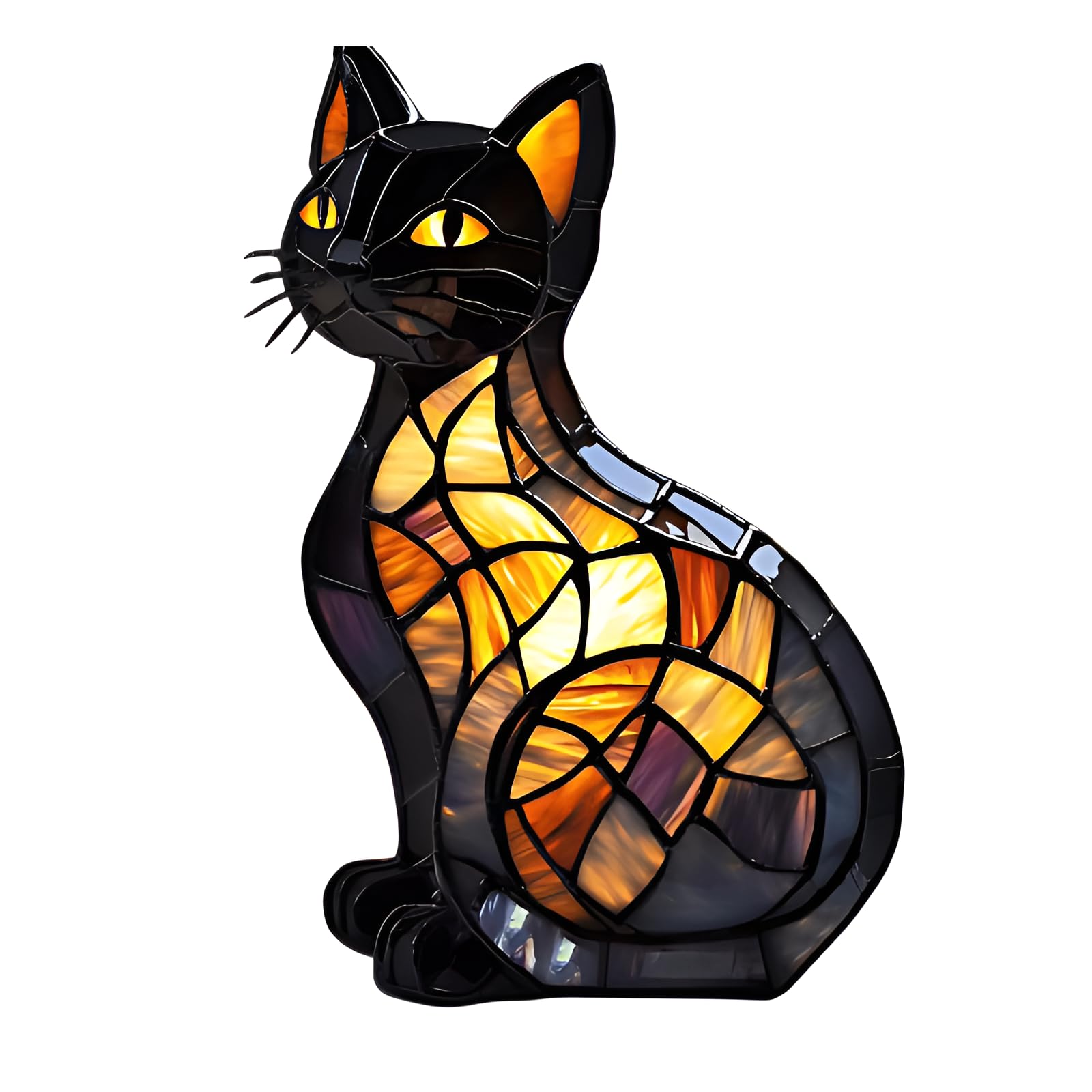 Amazon.co.jp : [Xiaipomu]動物 ステンドグラス テーブルランプ, 猫